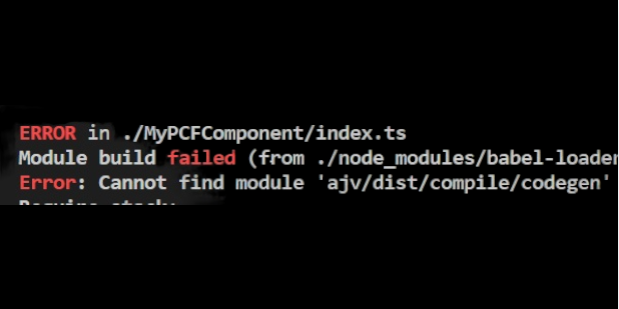 PCF Control compile error : Cannot find module ‘ajv/dist/compile/codegen’
